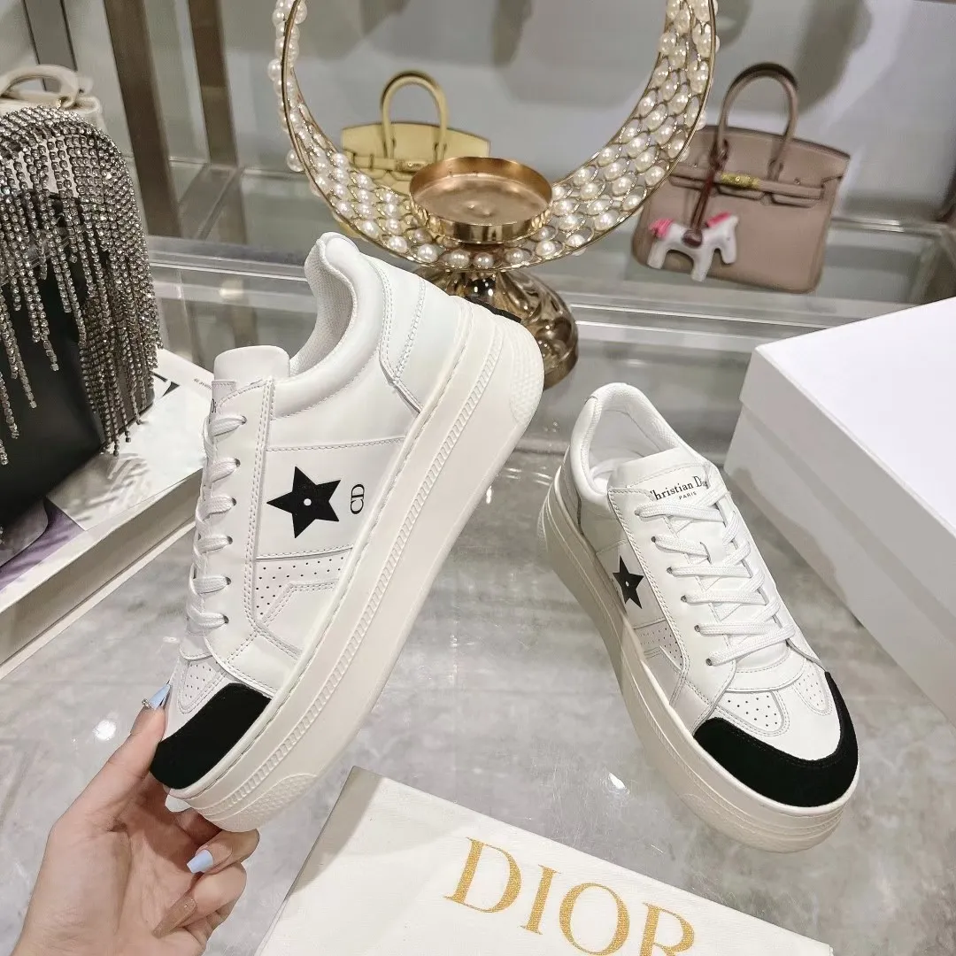 👟👟Ex-factory price 480👟👟 DIOR Dior's new thick-soled sports white shoes, made of first-layer cowhide, breathable mesh inside, sheepskin for foot pads, and lightweight outsole. Size: 35-40 (41 customized)
